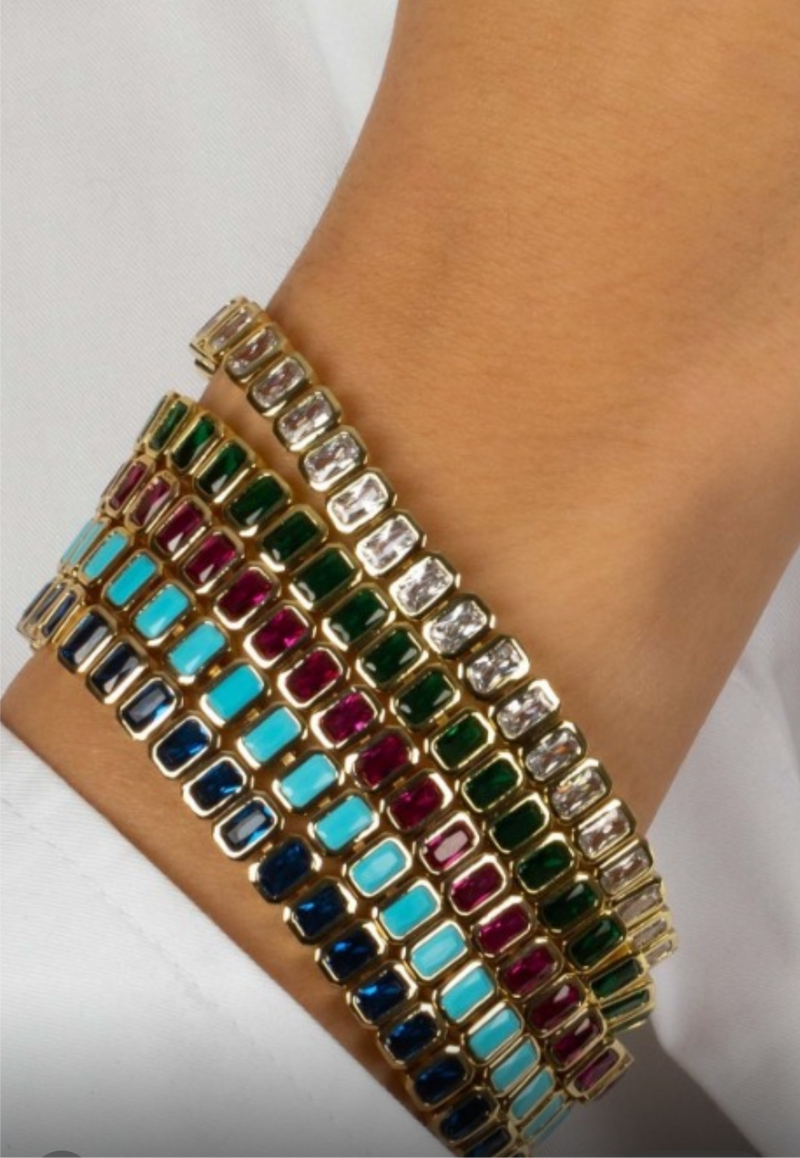 Colored Bezel Baguette Tennis Bracelet