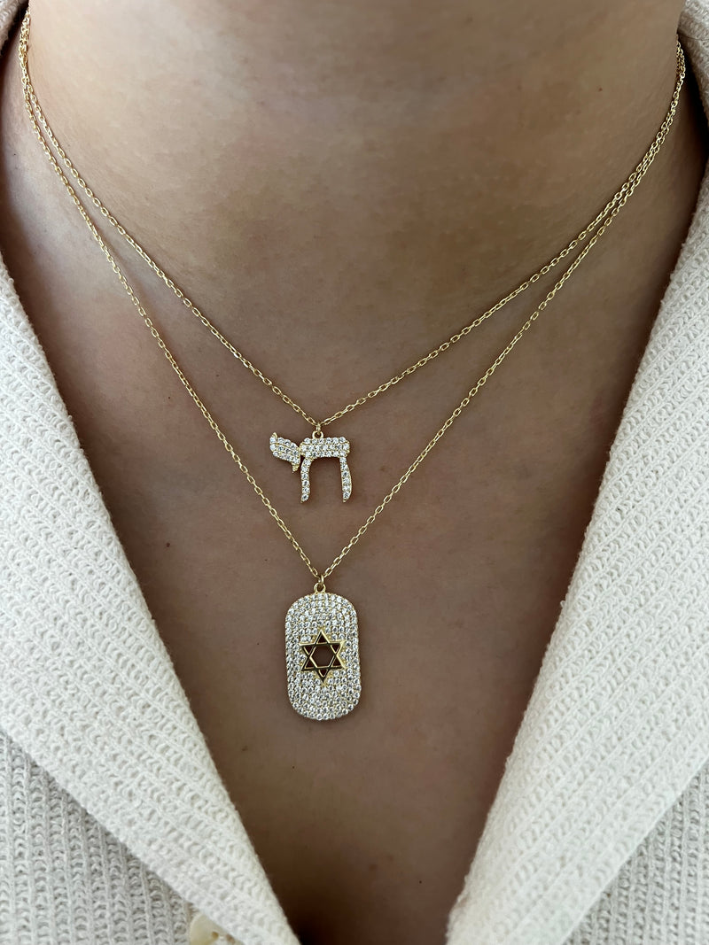 Pave Chai Pendant Necklace