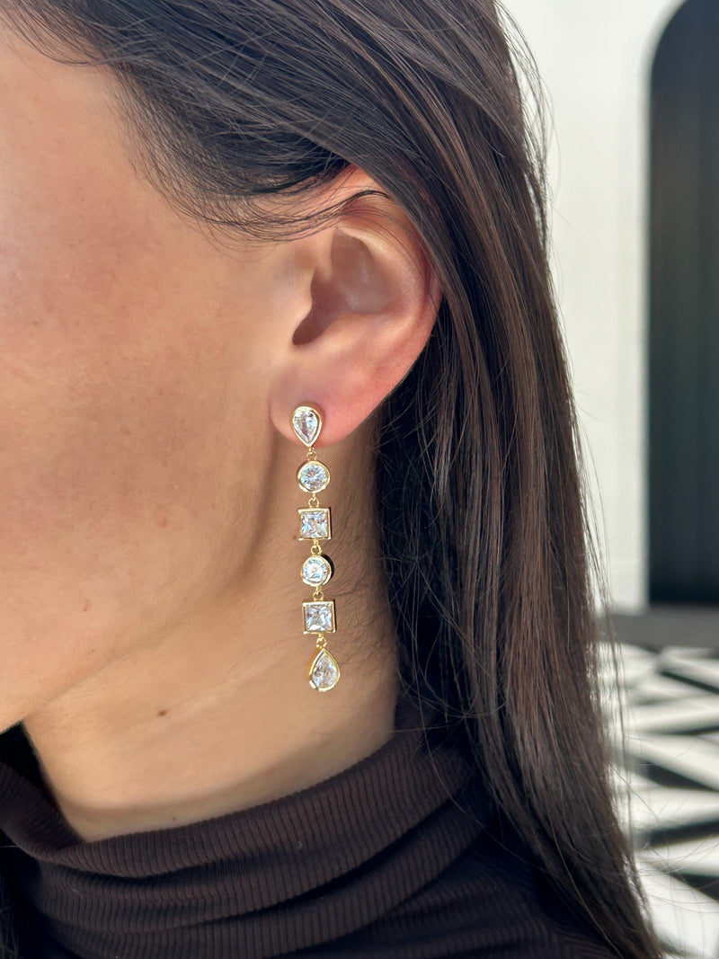 Multi Shape Bezel Drop Earrings