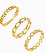 Solid Link Band Rings Combo Set