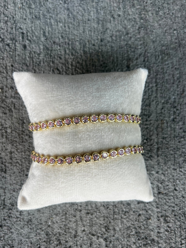 Light Pink Bezel Tennis Bracelet