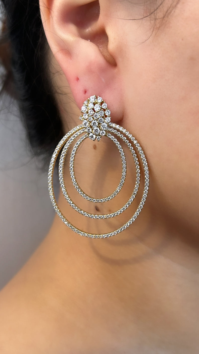 Tri Disc Statement Earrings