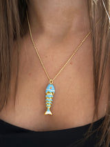 Aqua Fish Charm Necklace