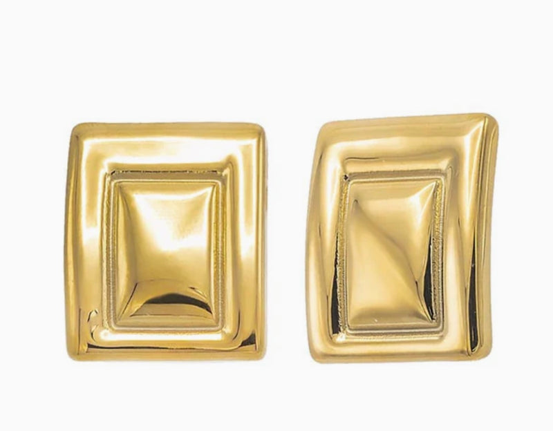 Solid Framed Rectangle Stud Earrings