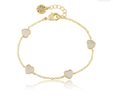 14K Gold Plated 7mm Heart Station Chain Bracelet