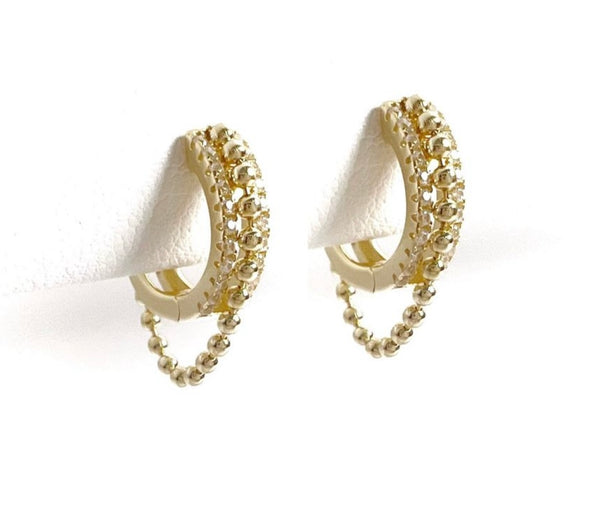Pave Hoop with Mini Bead Chain