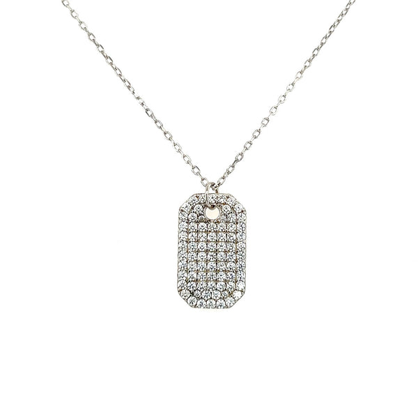 Pave Dog Tag Necklace