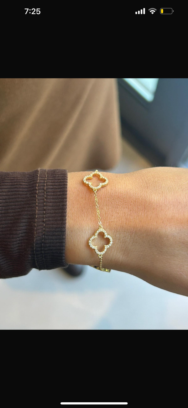 Open Flower Cz Bracelet