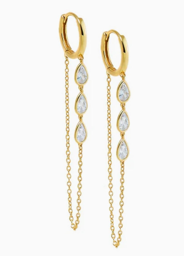 Floating CZ Drop Chain Earrings