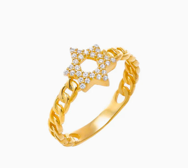 Pave Star Of David Cuban Ring