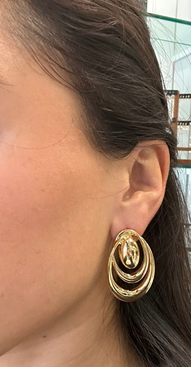 Sculpted Drop Stud Earring