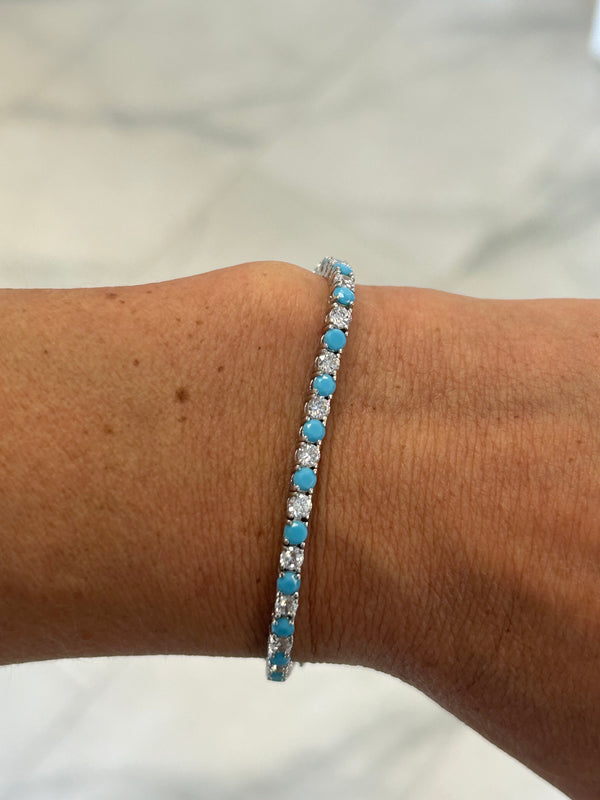 Aqua and CZ tennis bracelet