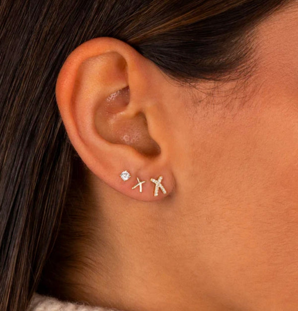 CZ's & X's Stud Earring Combo Set