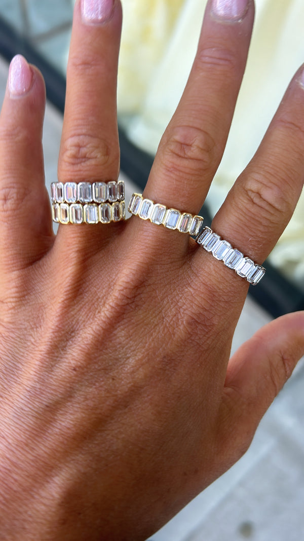 Bezel Emerald Cut Eternity Band