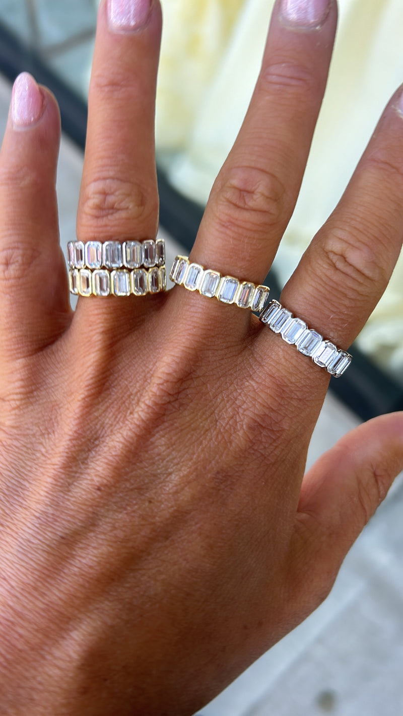 Bezel Emerald Cut Eternity Band