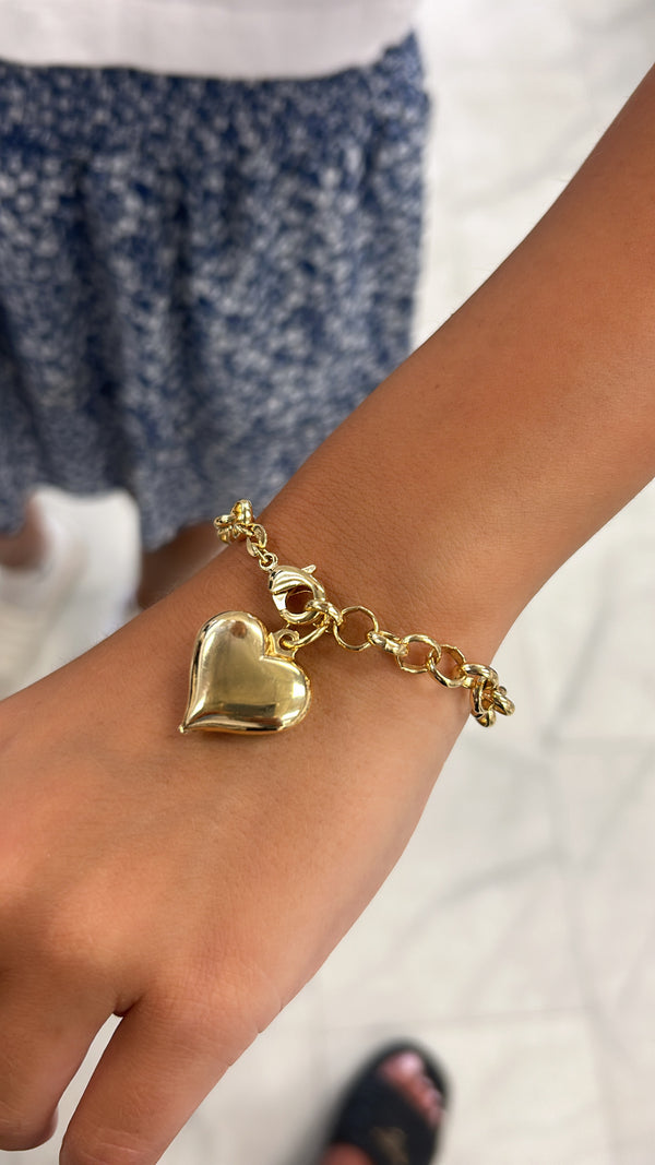 Bubble Heart Charm Bracelet