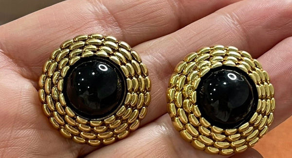 Rylie Black & Gold Round Earring