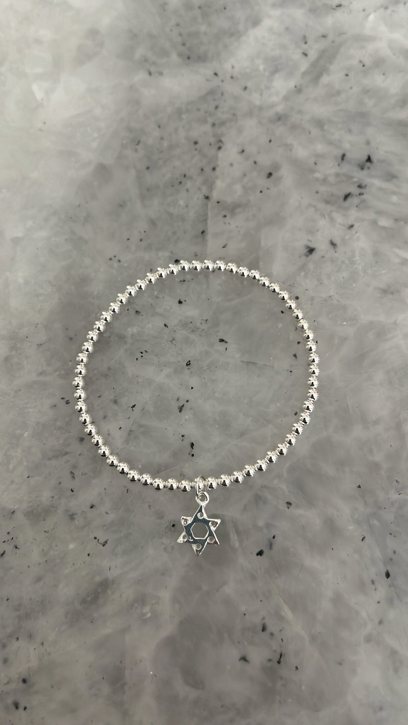 Star of David Charm Gold Ball Bracelet