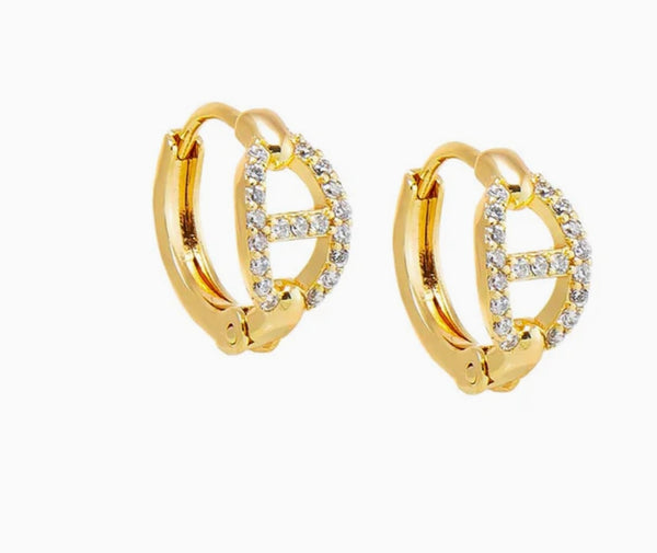Pave Mariner Huggie Earring