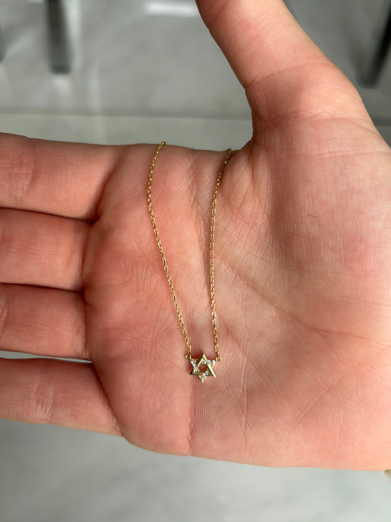 Pave Accented Star of David Pendant Necklace