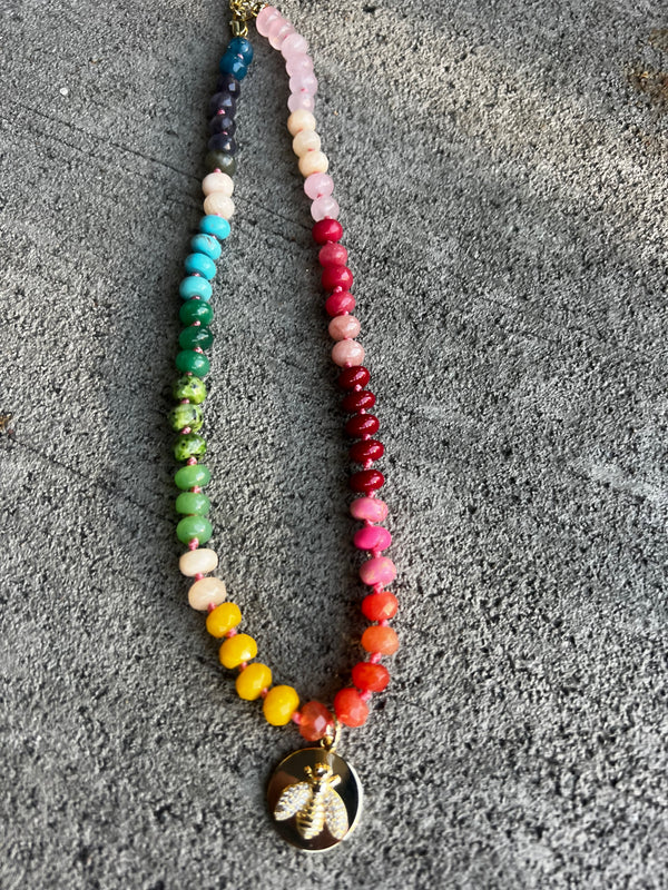 Colorful Bee Pendant Necklace