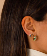 Colored CZ X Baguette Cluster Stud Earring