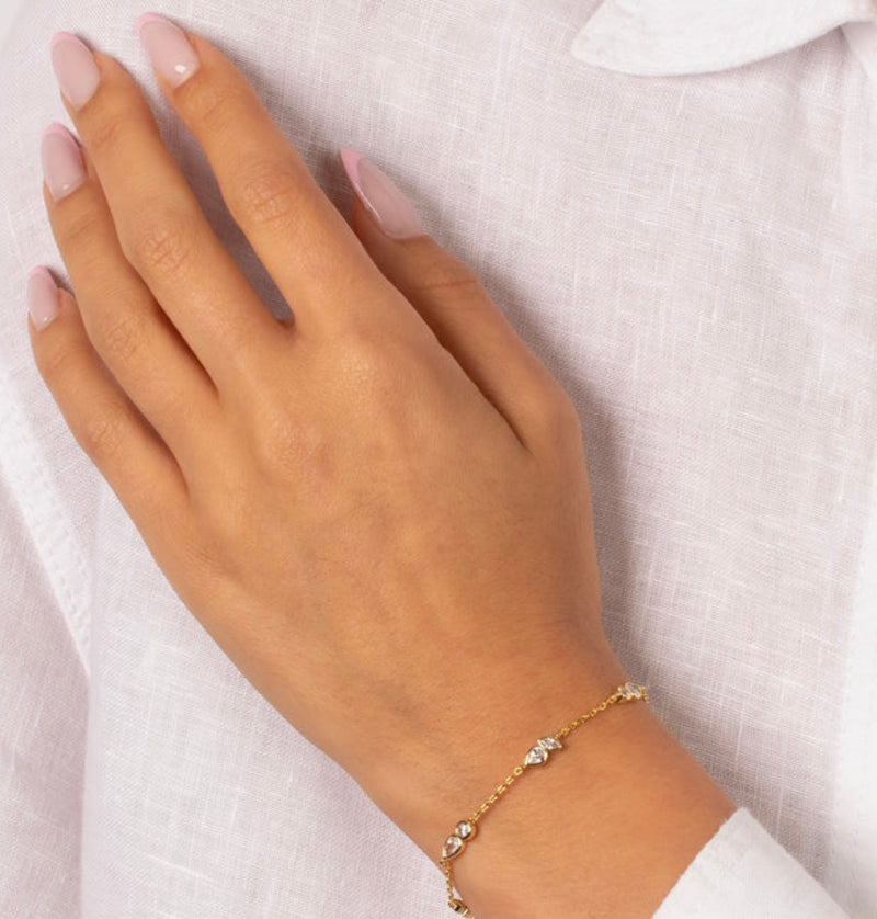 Multi Double CZ Bezel Charm Bracele