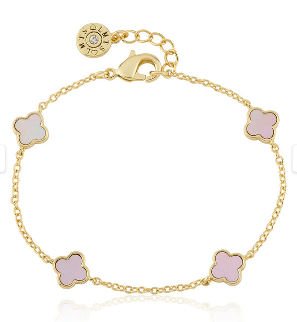14K Gold Plated 8mm Flower Chain Bracelet