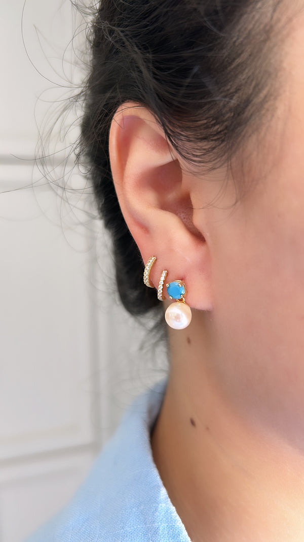 Aqua and Pearl Stud