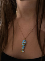 Aqua Fish Charm Necklace