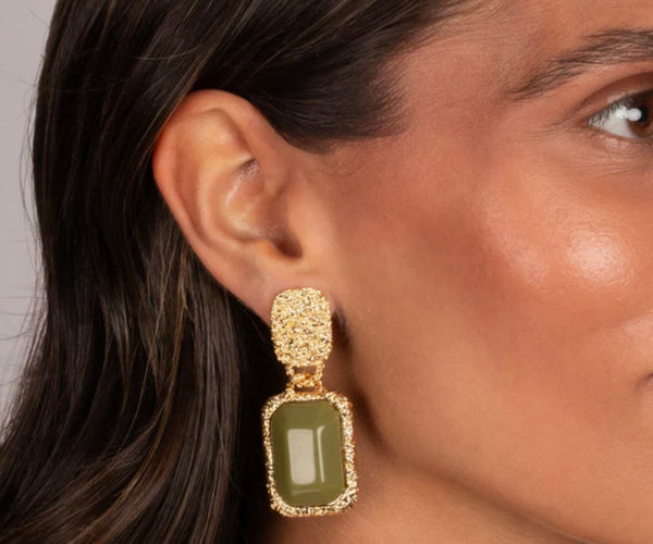 Colored Gem Drop Earrings