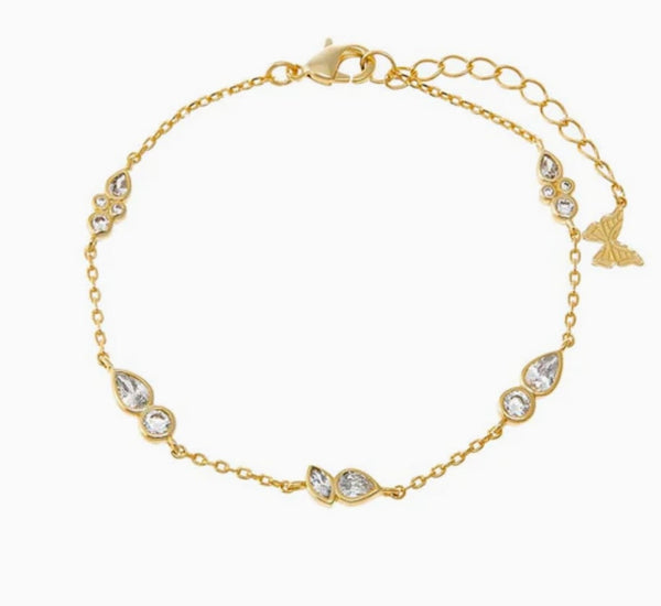 Multi Double CZ Bezel Charm Bracele