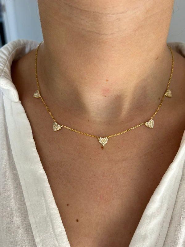 Five Heart Necklace