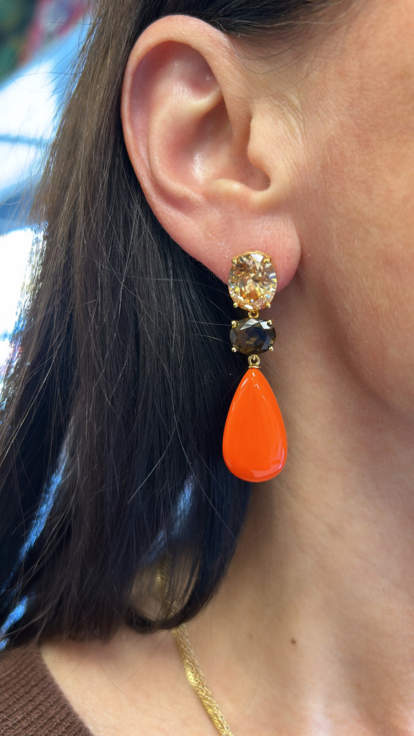 Colored Teardrop Statement Earrings