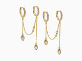 Multi Teardrop Chain Double Huggie Earring