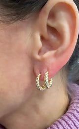 Graduated Twisted Rope Huggie Earring Combo Set