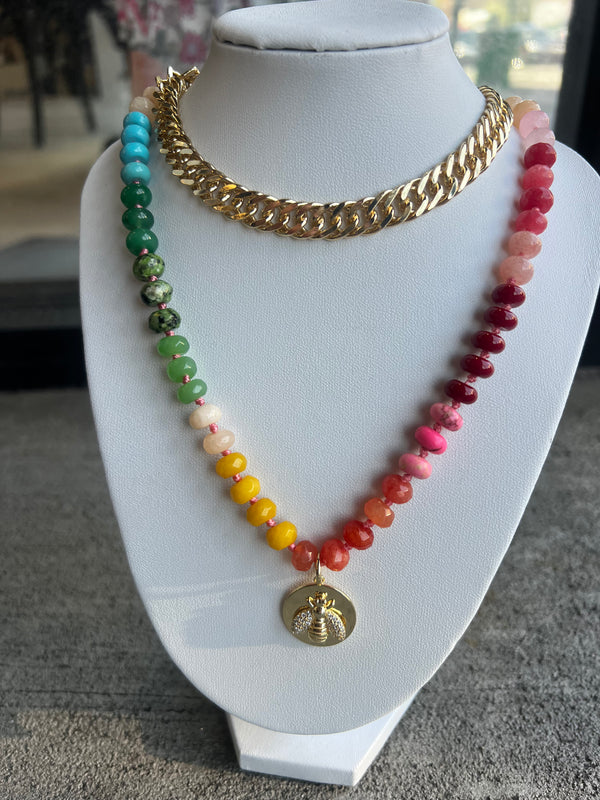 Colorful Bee Pendant Necklace