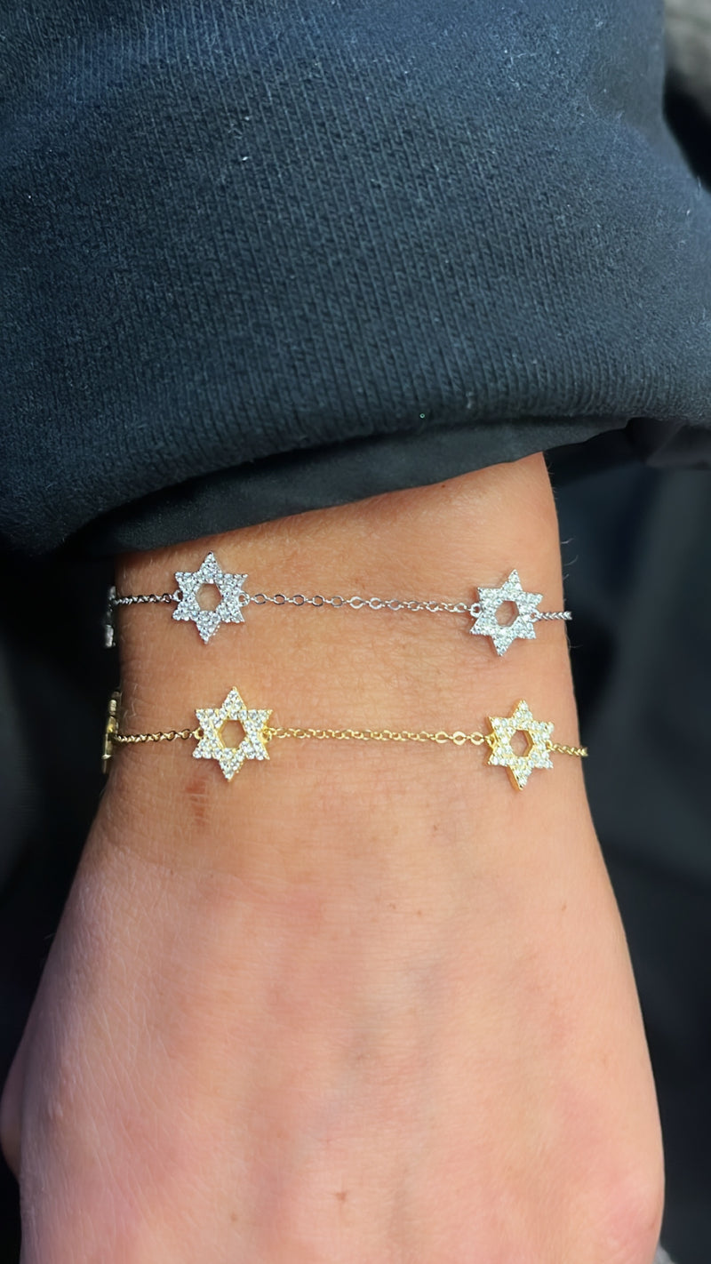 Triple Mini Star Of David Bracelet