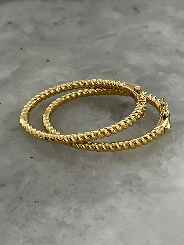 14k Gold Plated Rope Oval Bangle
