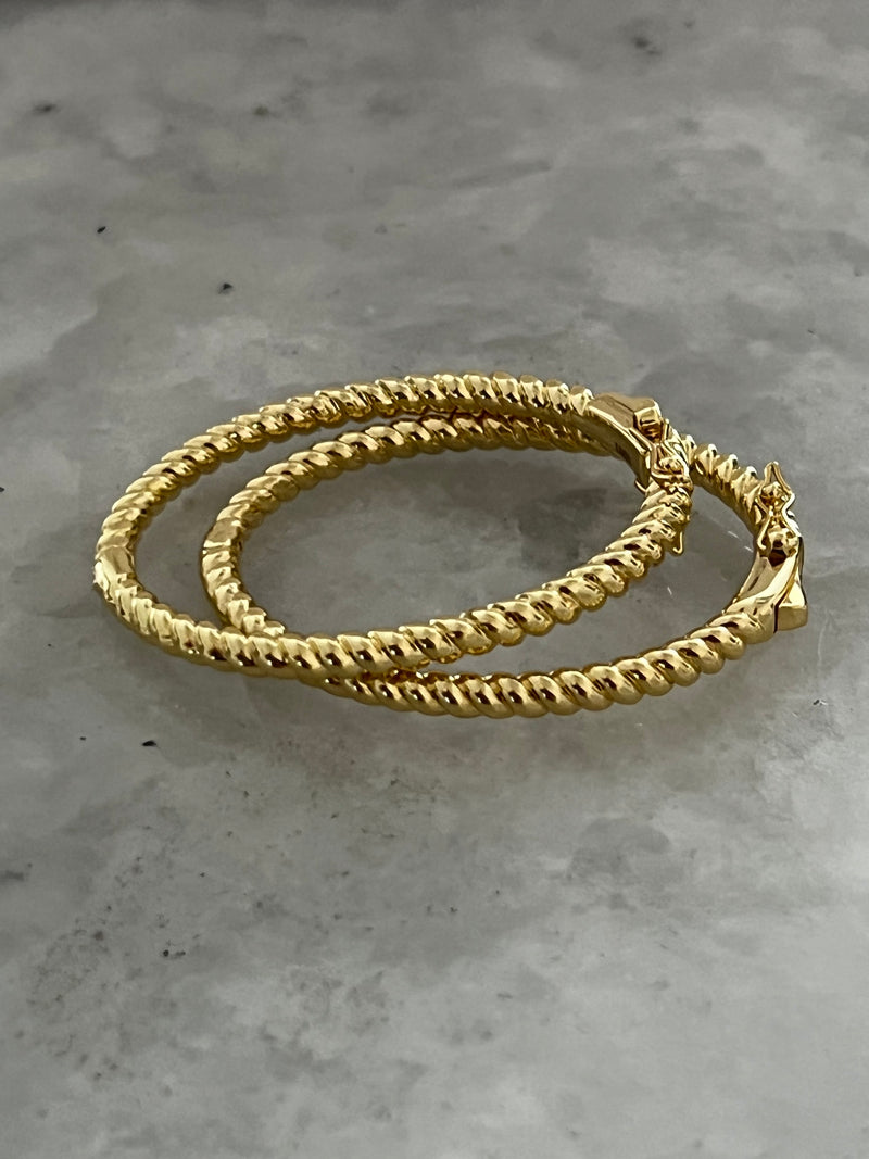 14k Gold Plated Rope Oval Bangle