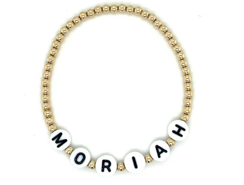 Custom Name Gold Beaded Bracelet – Topaz Ruby