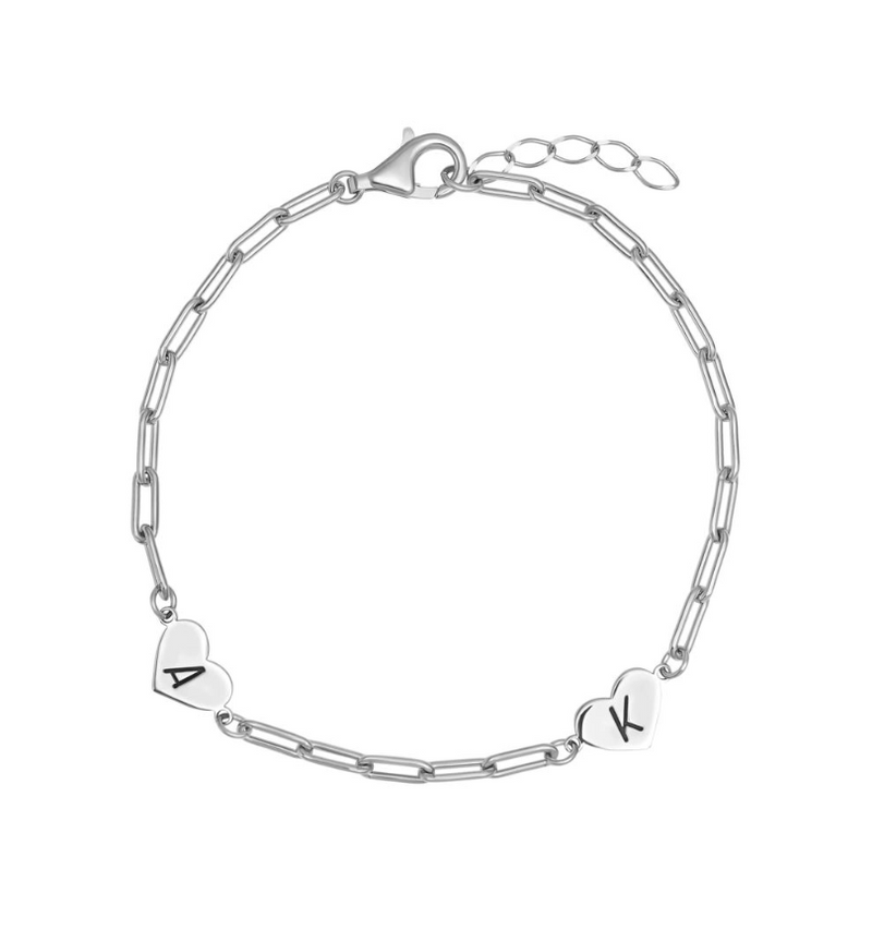 Double Heart initial Bracelet