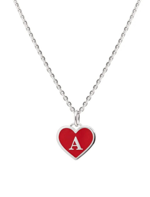 Initial Enamel Heart Necklace