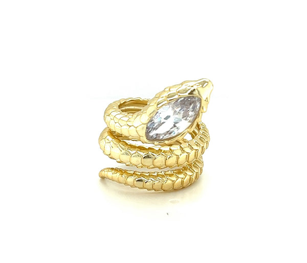 Spiral Snake With Almond CZ Ring