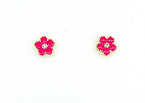 Hot Pink Flower Stud