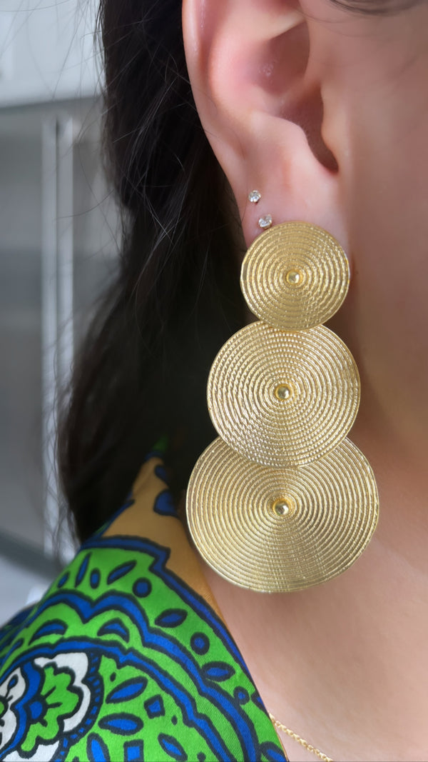 Triple Disc Earrings