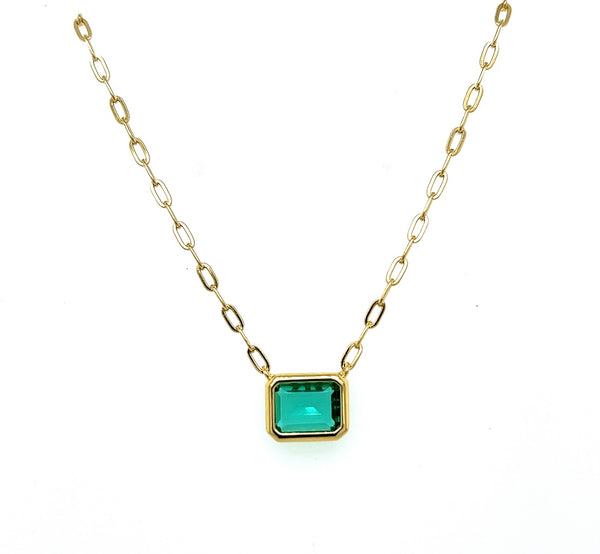 Emerald Solitaire Necklace