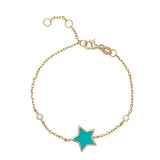 Topaz and Ruby Aqua Star Bracelet Gold