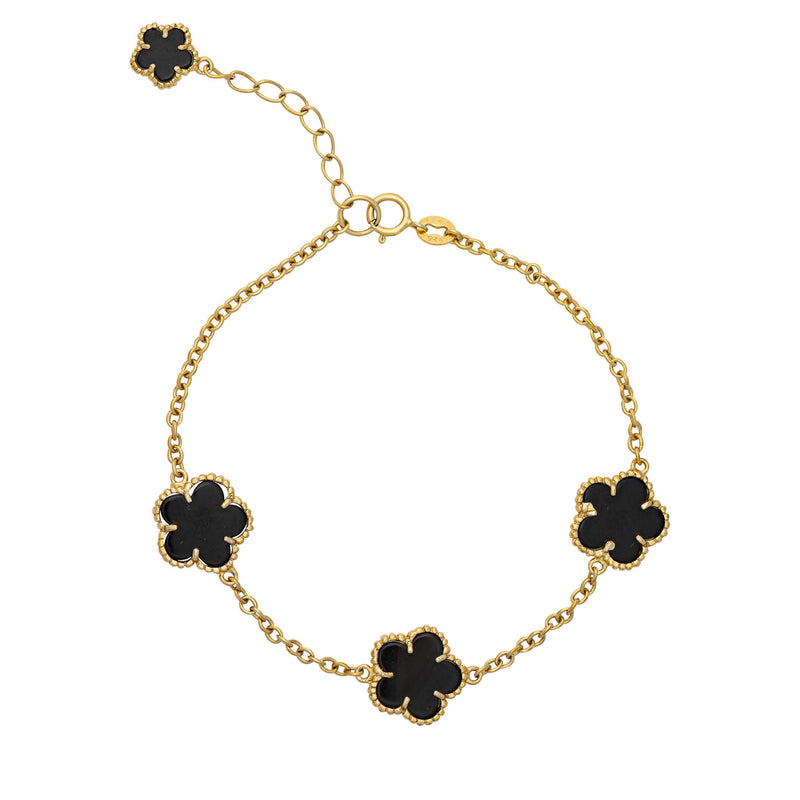 Topaz and Ruby Black Clover Bracelet Gold