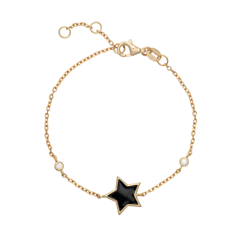 Topaz and Ruby Black Star Bracelet Gold